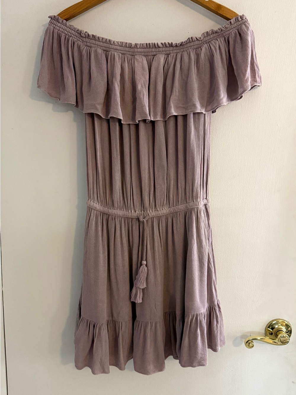 Mustard Seed Dusty Mauve Textured Off-Shoulder Romper
